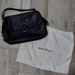 Salvatore Ferragamo large 100% leather shoulder bag, authentic, GUC
